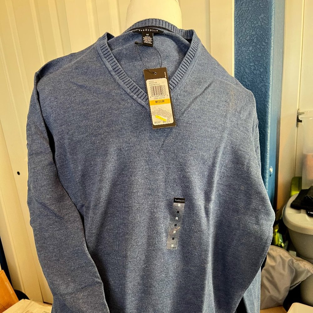 Grey - Van Heusen V-Neck Sweater - Men's M